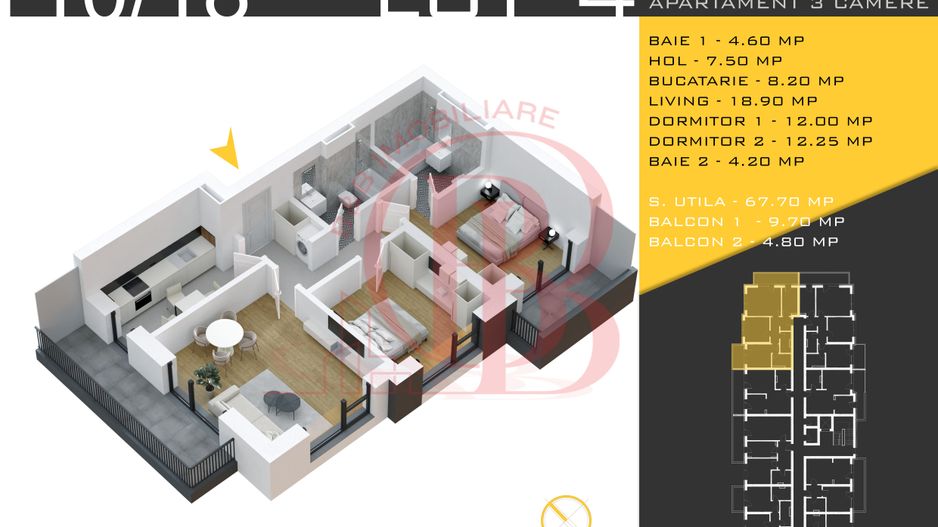 3 camere decomandat Titan Pallady  Metrou Nicolae Teclu - Schiță 2