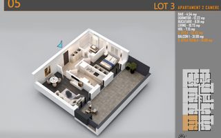 Apartament 2 camere cu terasa Titan-Pallady-Metrou Teclu - Schiță 7