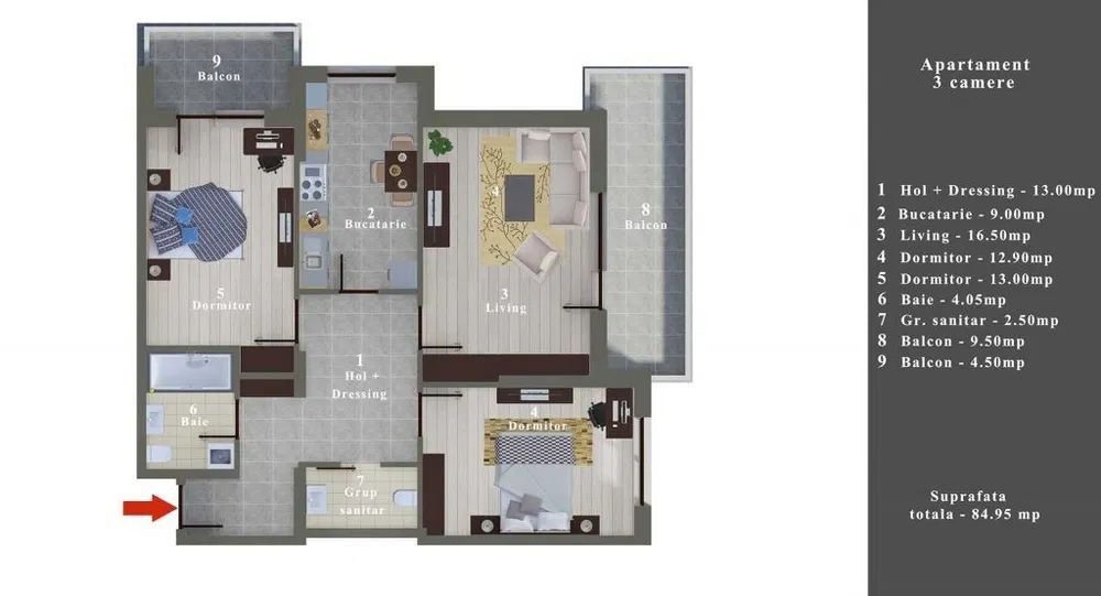 3 camere modern 99D Residence | Șos. Alexandriei | 2 Bai |  Bloc 2022 - Poză 7
