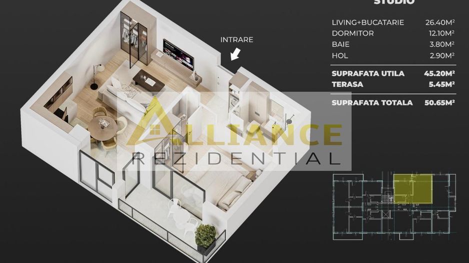 Apartament 2 camere Tip Studio  Alliance Rezidential Soseaua Leordeni - Poză 9