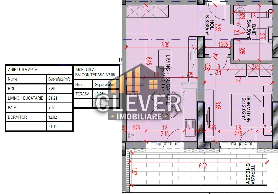 2 camere Pallady | 51,37 mp | Terasă 10,25 mp | Încălzire pardoseală - Schiță 10