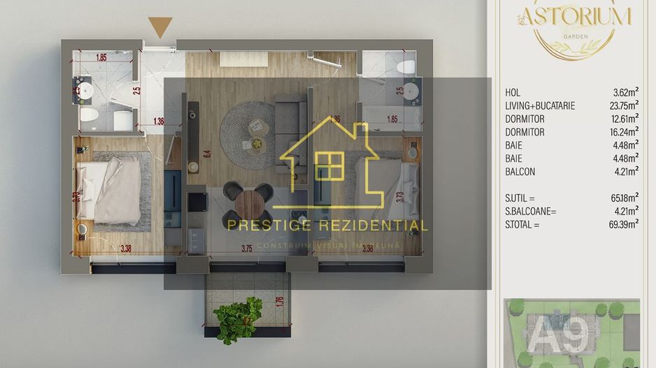 Ap 3 camere , complex premium, smart home/Piscina,Titan-Auchan - Schiță 3