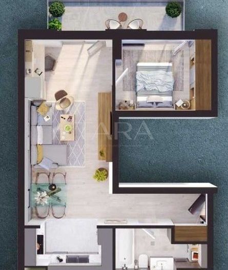 Apartament 2 Camere Semifinisat cu Balcon – Iris - Poză 1