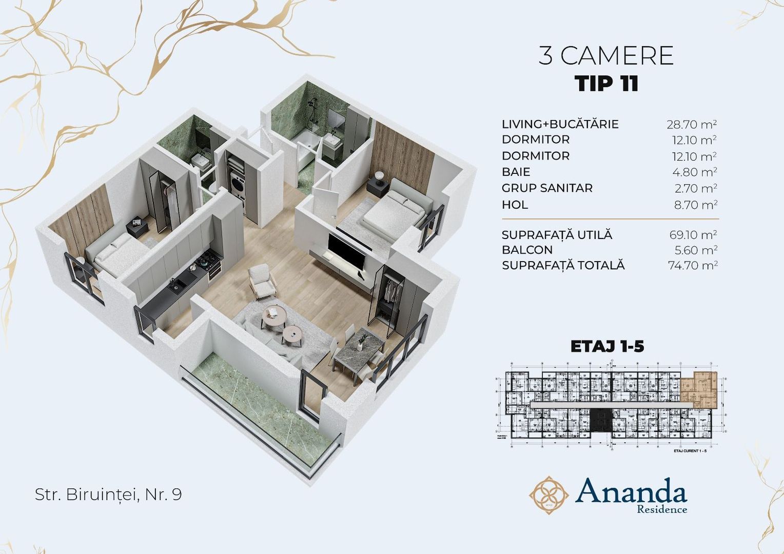 Ap 3 camere, decomandat,  spatios, ideal locuința, direct dezvoltator - Poză 11