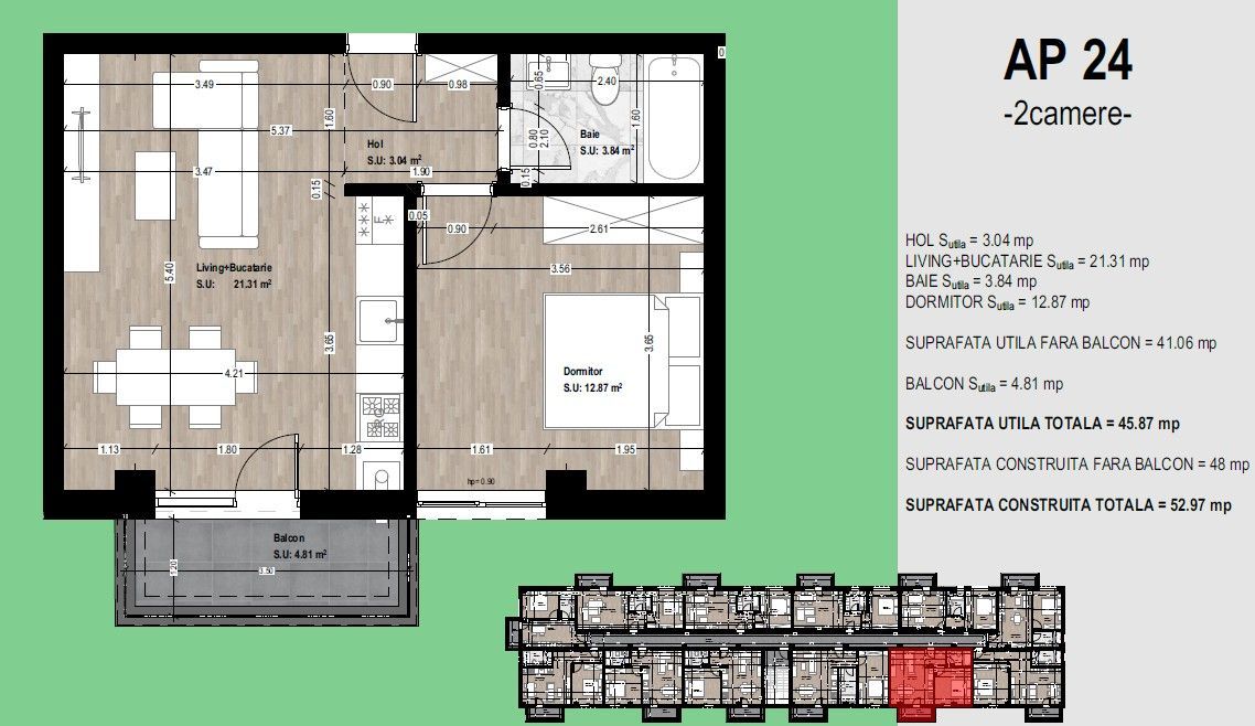 Mută-te acum! Apartament nou, mobilat, utilat, parcare și TVA incluse - Schiță 8