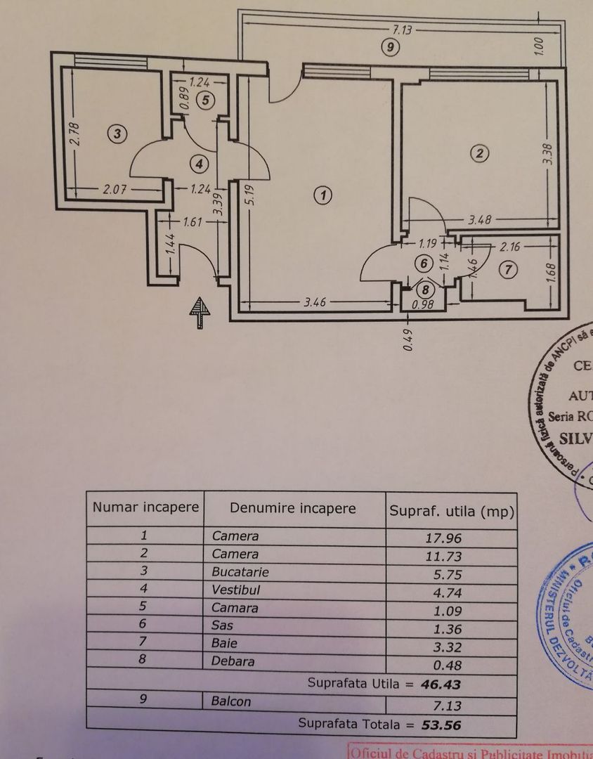 AP. 2 CAMERE 1 MAI, RENOVAT, BLOC REABILITAT, METROU 5 MINUTE - Schiță 8