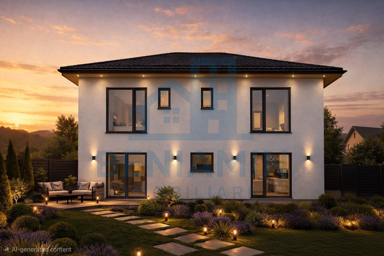 Casa-5 camere-P+1+P-147mp utili-600mp teren-Utilitati-Sanpetru - Poză 1