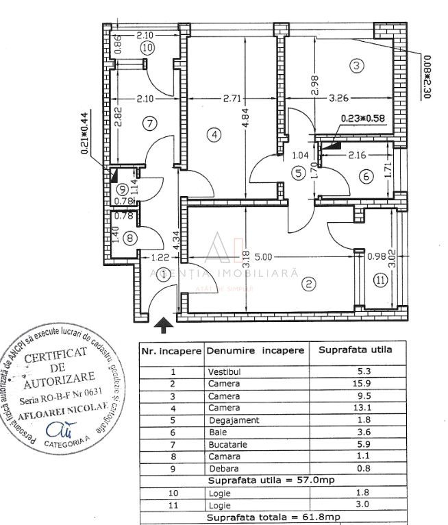 Floreasca | 3 Camere Renovat - Schiță 12