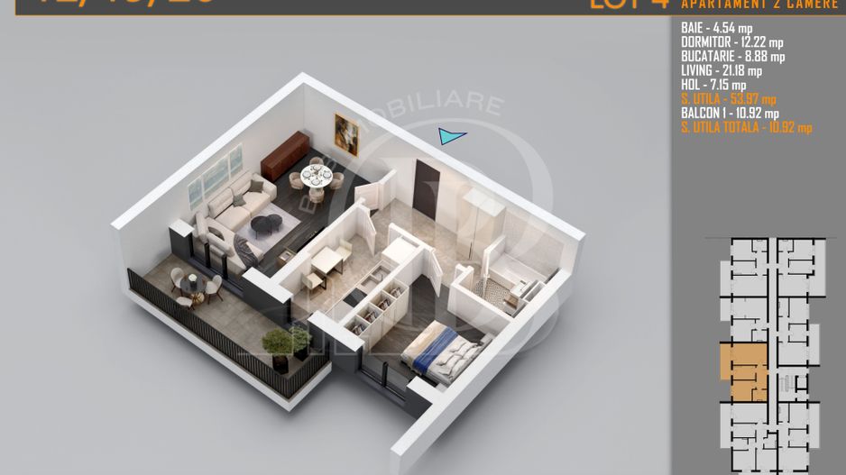 Apartament 2 camere Theodor Pallady-Metrou Nicolae Teclu - Schiță 1