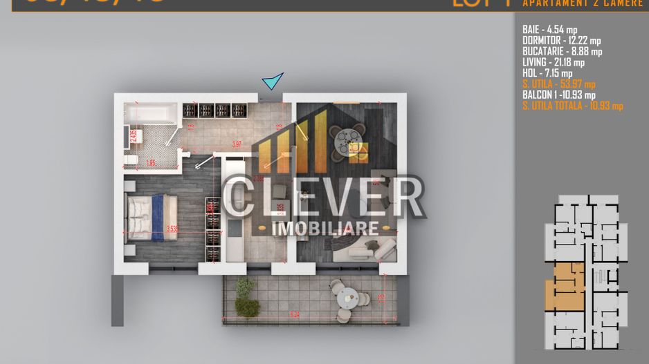 2 Camere decomandat 65 mp Pallady, Metrou Teclu, Comision 0% - Poză 2