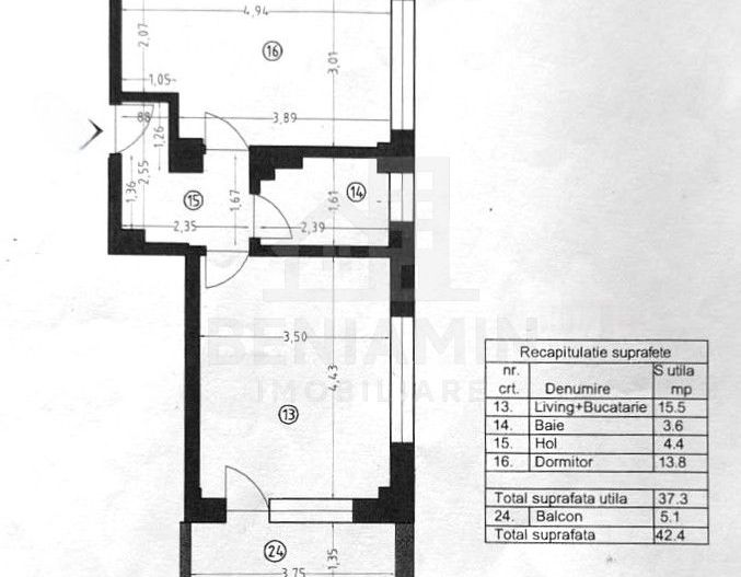 Apartament Modern -Bloc nou - Etaj 1 Cornitoriu 42MP - Parcare - Schiță 5