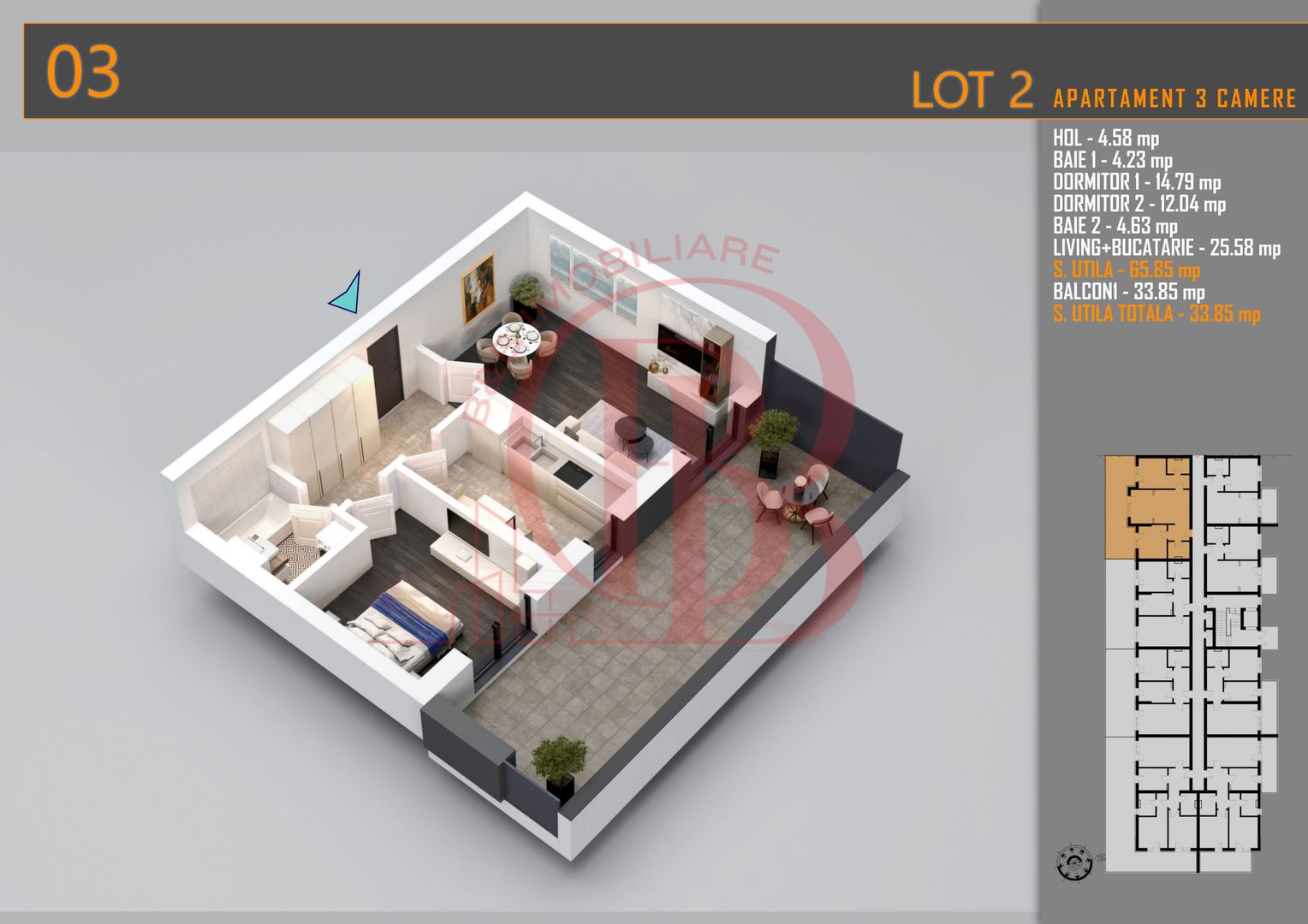 Apartament 3 camere Modern Titan Th. Pallady-Sector 3 - Schiță 2