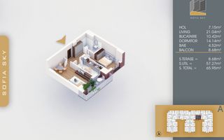 Apartament 2 camere decomandat  Titan Pallady  700 m Metrou Nicolae Teclu - Schiță 1