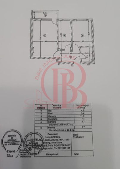 Apartament Finalizat 2 camere Mutare ImediataTh. Pallady - Schiță 13