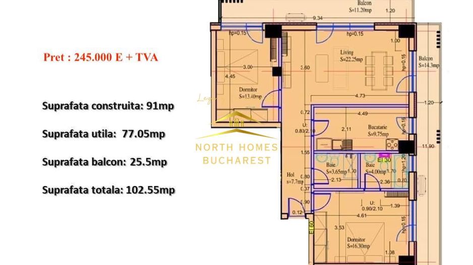 APARTAMENT 3 CAMERE DE LUX | BANEASA | 0% COMISION - Poză 20