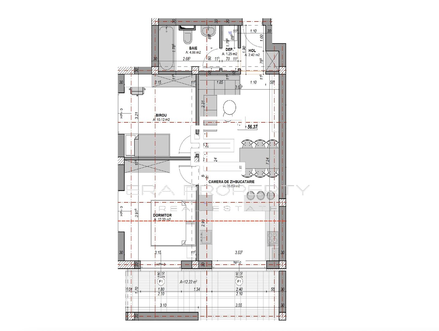 Apartament 3 camere 56 mp, zona Industrial Vest – Sibiu - Schiță 12