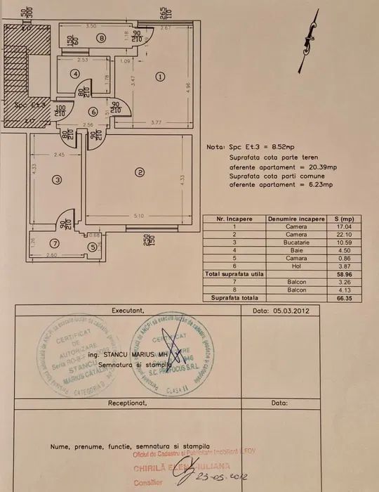 Apartament decomandat Rosu Chiajna, 2 balcoane, parcare | Crinului - Schiță 8