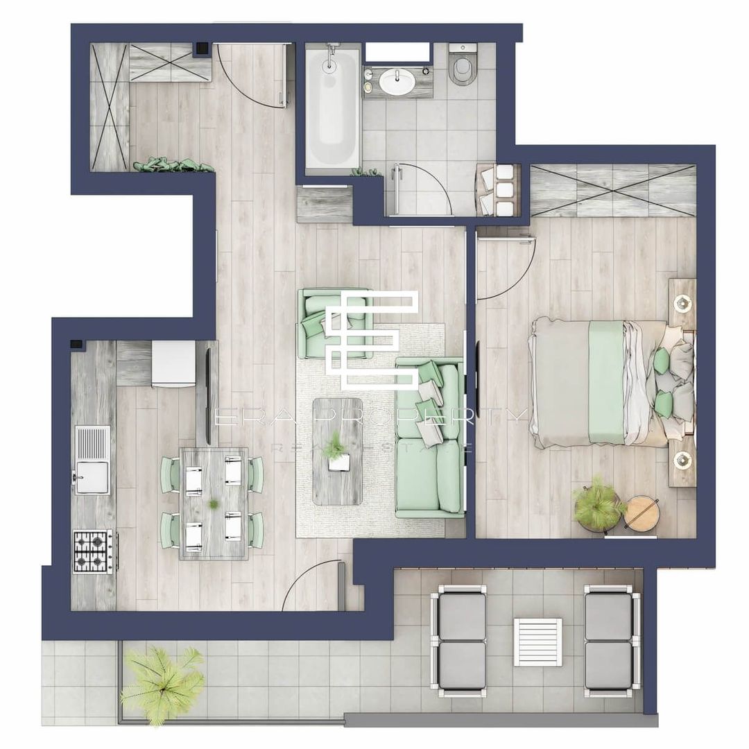 Apartament 2 camere balcon generos,  zonă liniștită Sibiu - Schiță 16