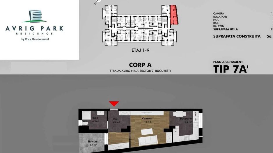 STUDIO AVRIG RESIDENCE, PARCARE SUBTERANA, MASINA DE SPALAT VASE - Poză 3
