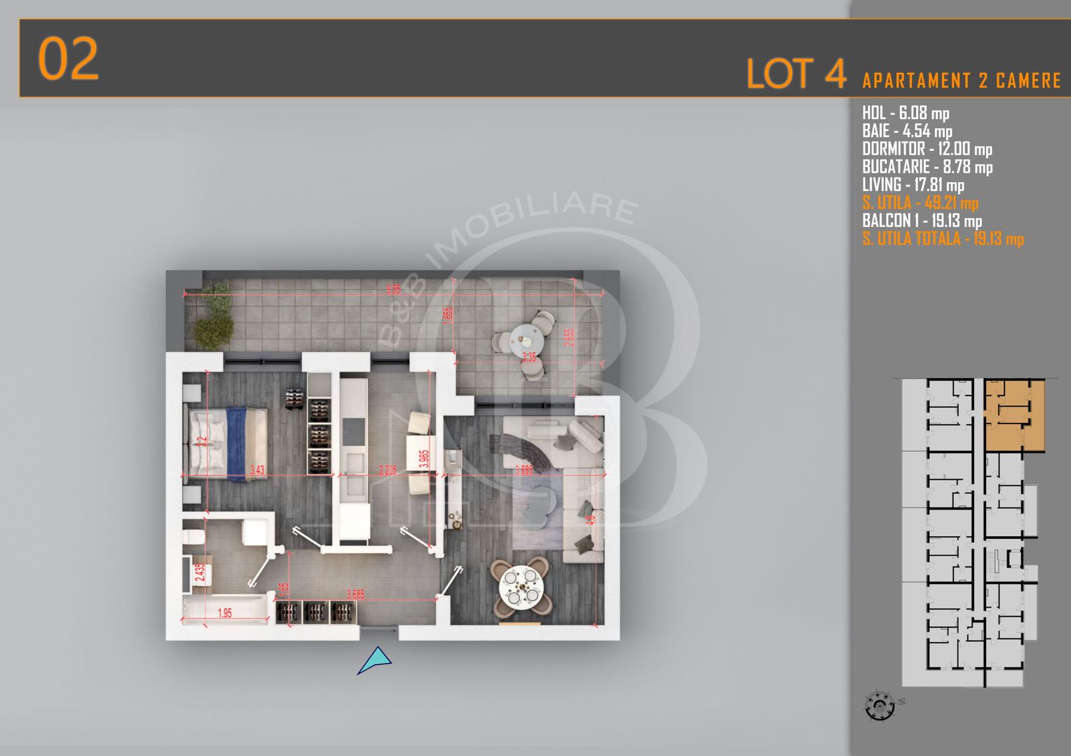 Apartament 2 camere cu Terasa Titan-Pallady-Metrou Teclu - Schiță 8