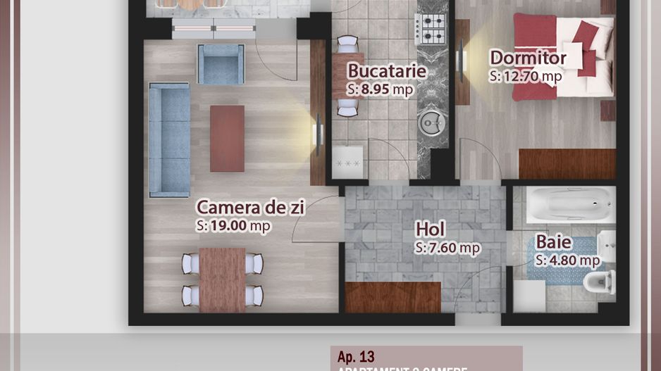 2 camere decomandat -oferta lansare proiect Pallady - Schiță 1