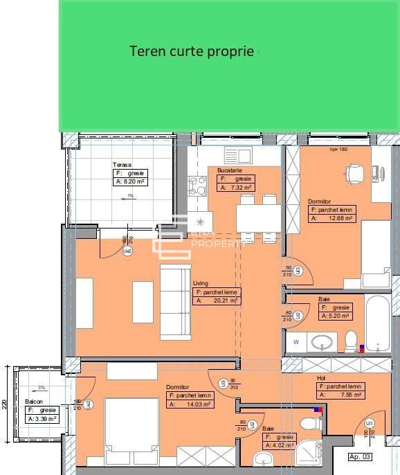 Apartament 3 camere, 71 mp,gradina 42 mp -  Selimbar - Schiță 13