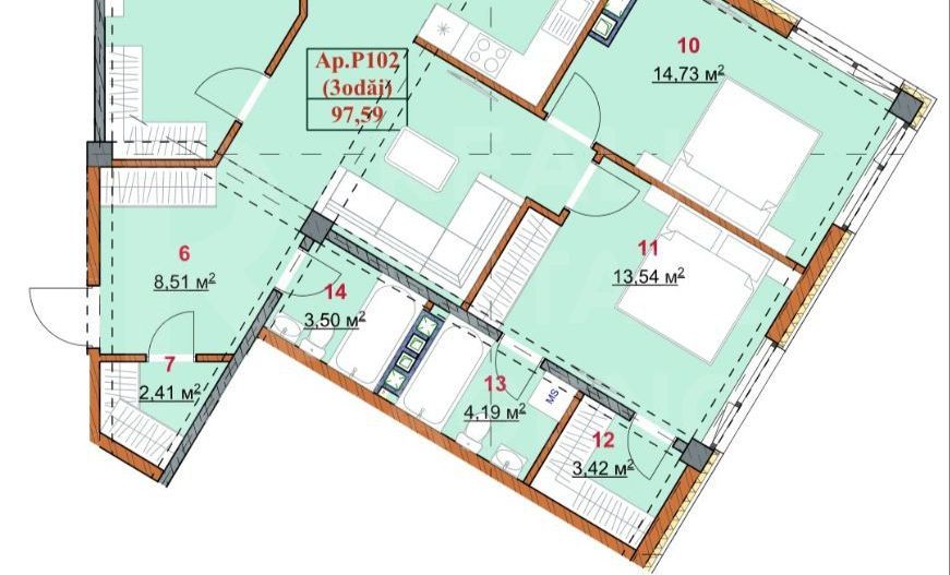 Vânzare, apartament, 3 camere + living, strada Grenoble, Botanica - Poză 3