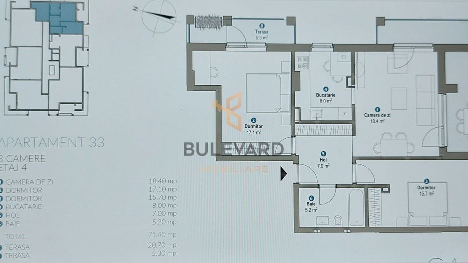 Apartament cu 3 camere+garaj+ 2 terase la 5 minute de Vivo! - Poză 2