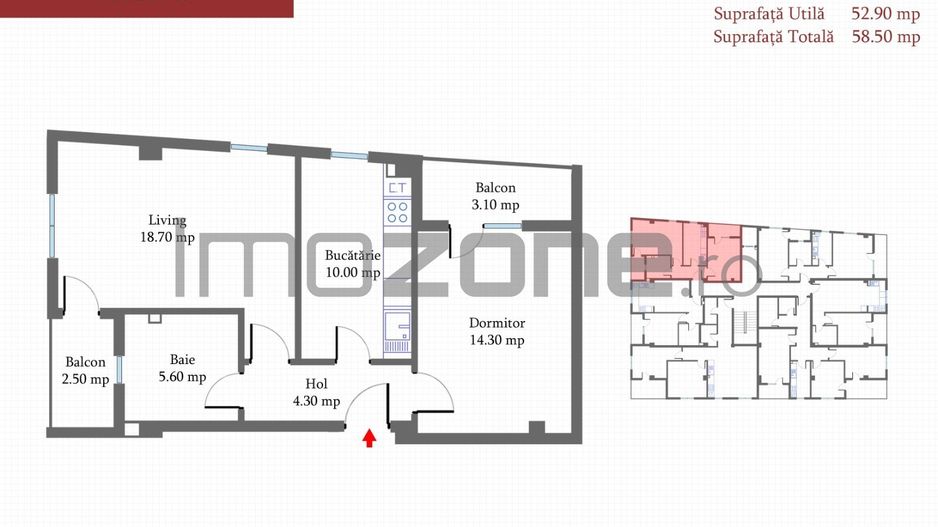 2 CAMERE - 58.5 mp, etaj 2, Militari langa METROU Pacii, BLOC NOU, COMISION 0% - Schiță 6