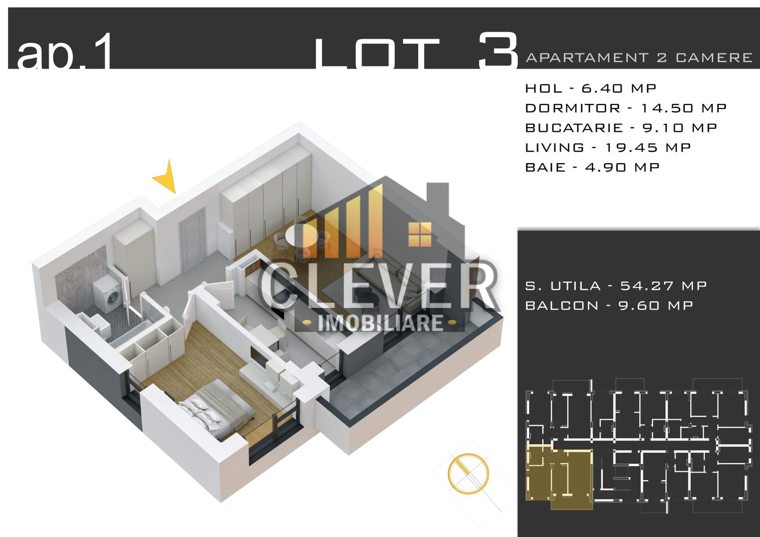 Apartament 2 camere decomandat 64 mp, comision 0%, Pallady - Schiță 8