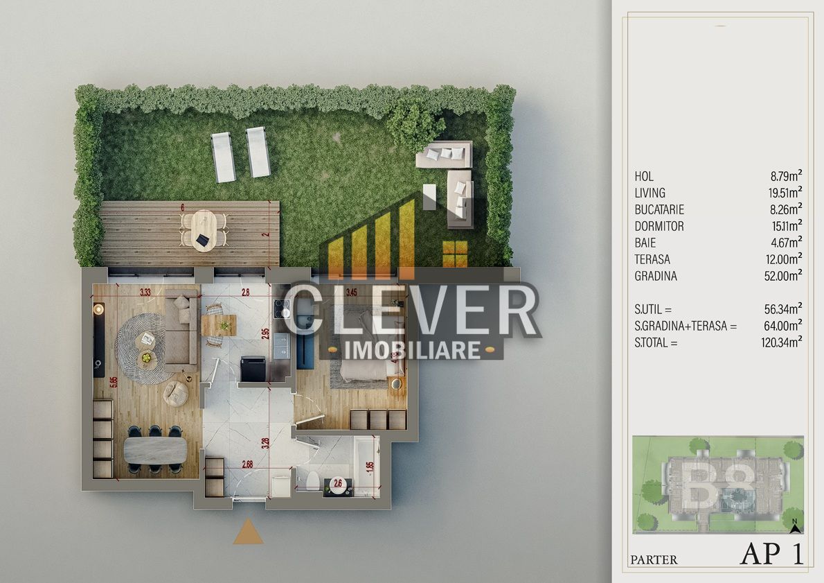 Apartament Premium 2 camere cu Gradina 64mp Titan-Pallady - Poză 1