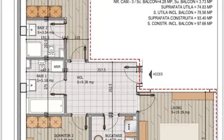 Ap 3 camere, mobilat și utilat – Pallady, metrou Teclu - Schiță 15
