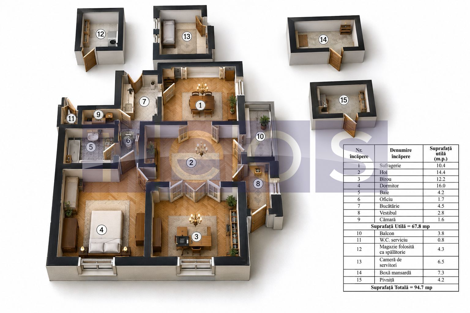 DE VANZARE 3 CAMERE  IN VILA – DOROBANTI – PARTER – IMOBIL P+1+M - Poză 6