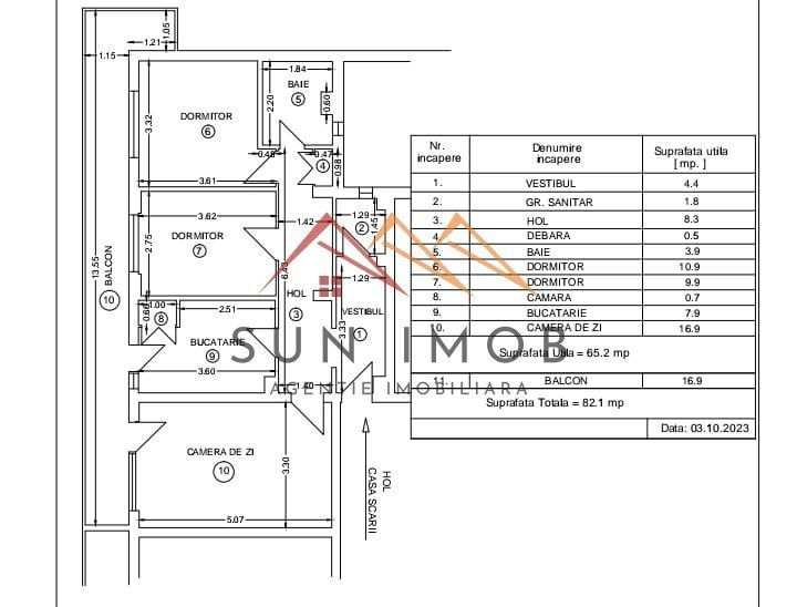 Apartament 3 camere, decomandat, 82 mp, 2 grupuri sanitare, Campina - Poză 1