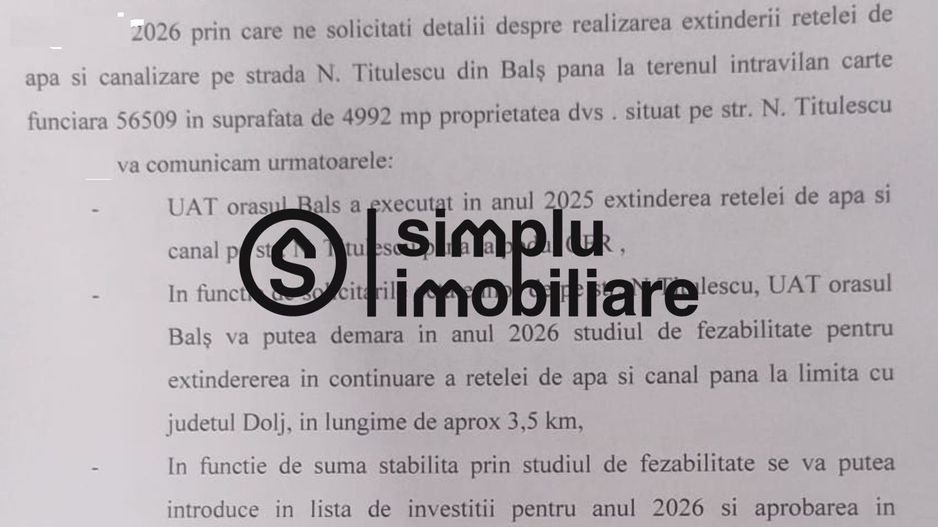 Teren Intravilan intrare Bals langa Lukoil - Poză 3