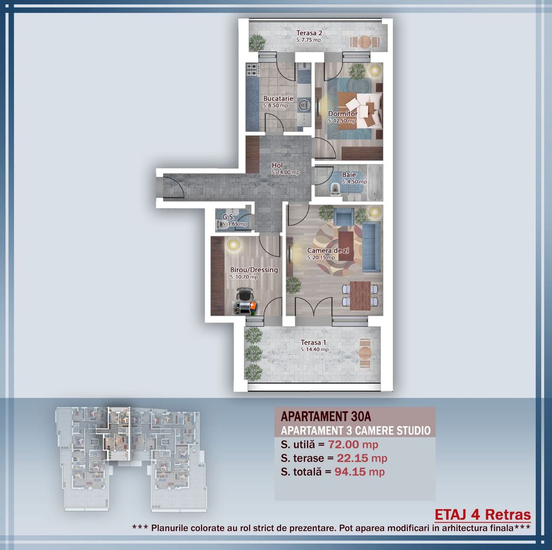 AP. 3CAM DECOMANDAT IN BLOC P+4 / FINISAJE PREMIUM. COMISION 0%! - Poză 2