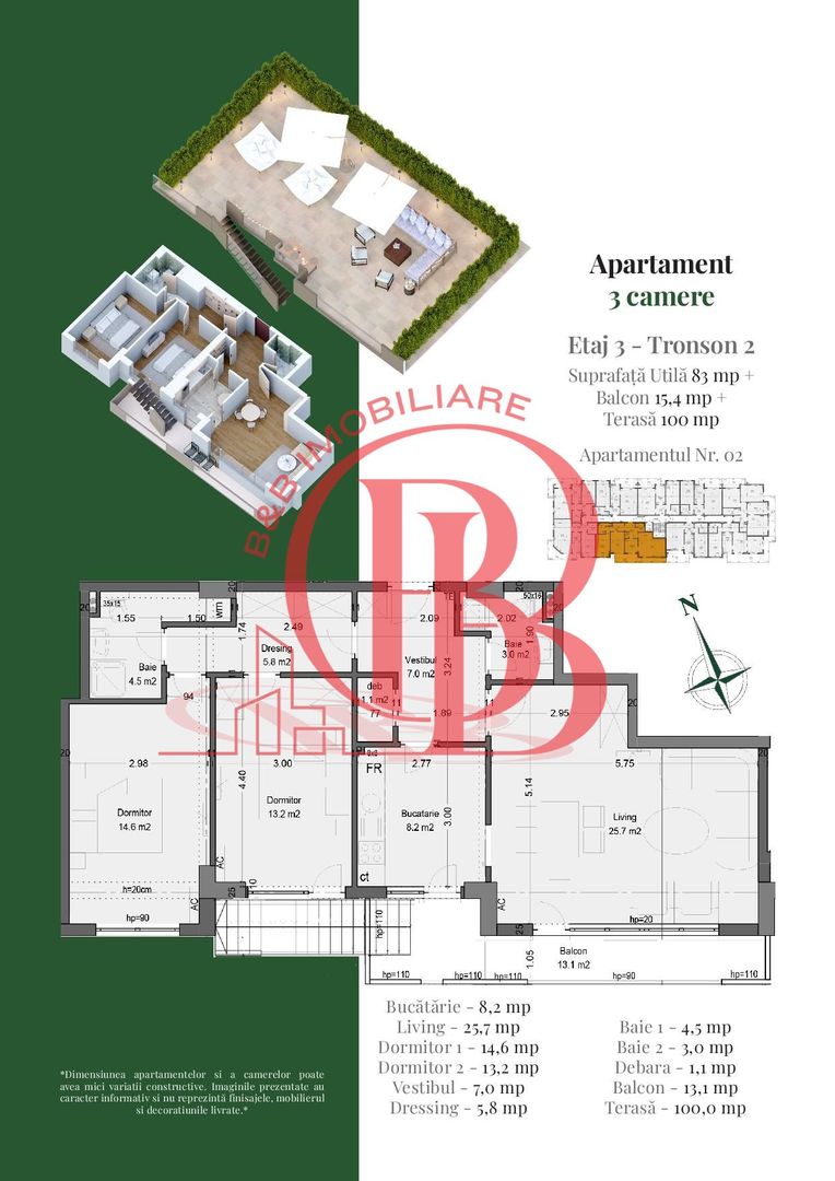 Apartament 3 camere | Rooftop Privat | Pallady Metrou Teclu - Schiță 1