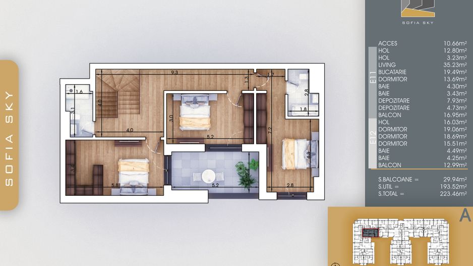 5 camere duplex 190 metri util interior Metrou N Teclu - Schiță 14