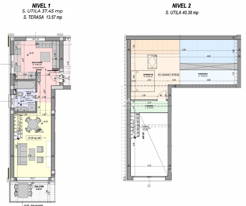 Penthouse 2 camere cu vedere la munți, DaVinci Homes | Aer condiționat inclus - Schiță 13