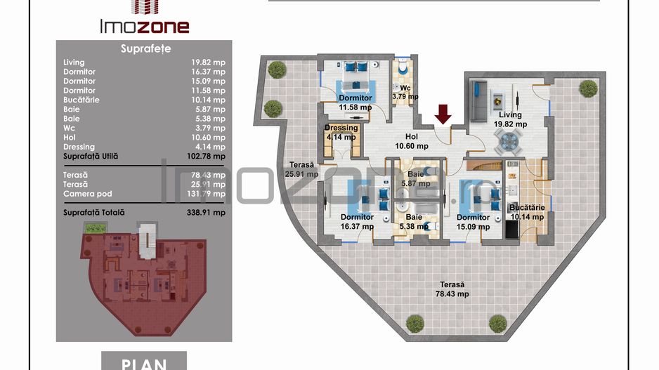 Penthouse 4 Camere, Zona De Case,Vedere Libera, Finalizat, Loc De Parcare Inclus - Poză 4