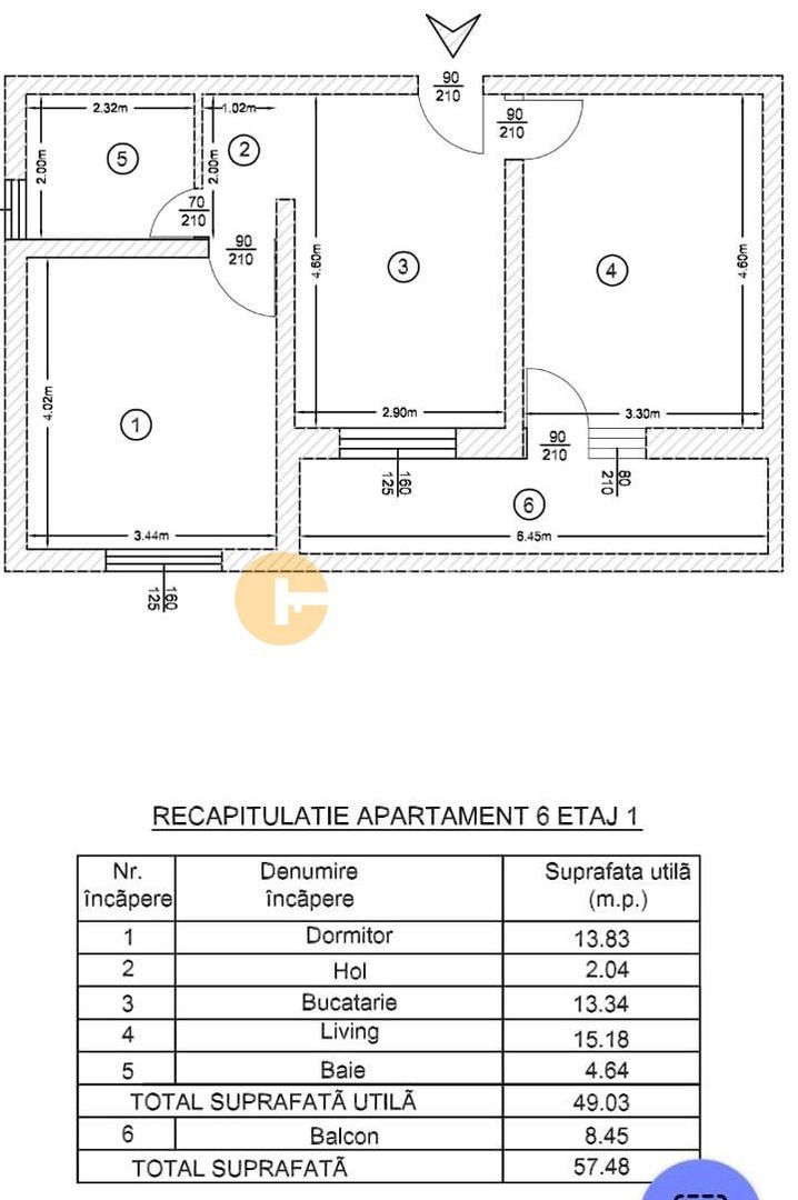 Etaj 1 Apartament 2 camere decomandat mobilat-utilat 66mp - Poză 7