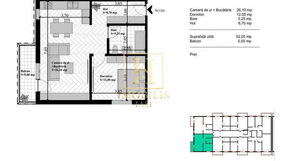 Pret PROMO 2 camere 57 mp  Bucium 87500 euro - Poză 9