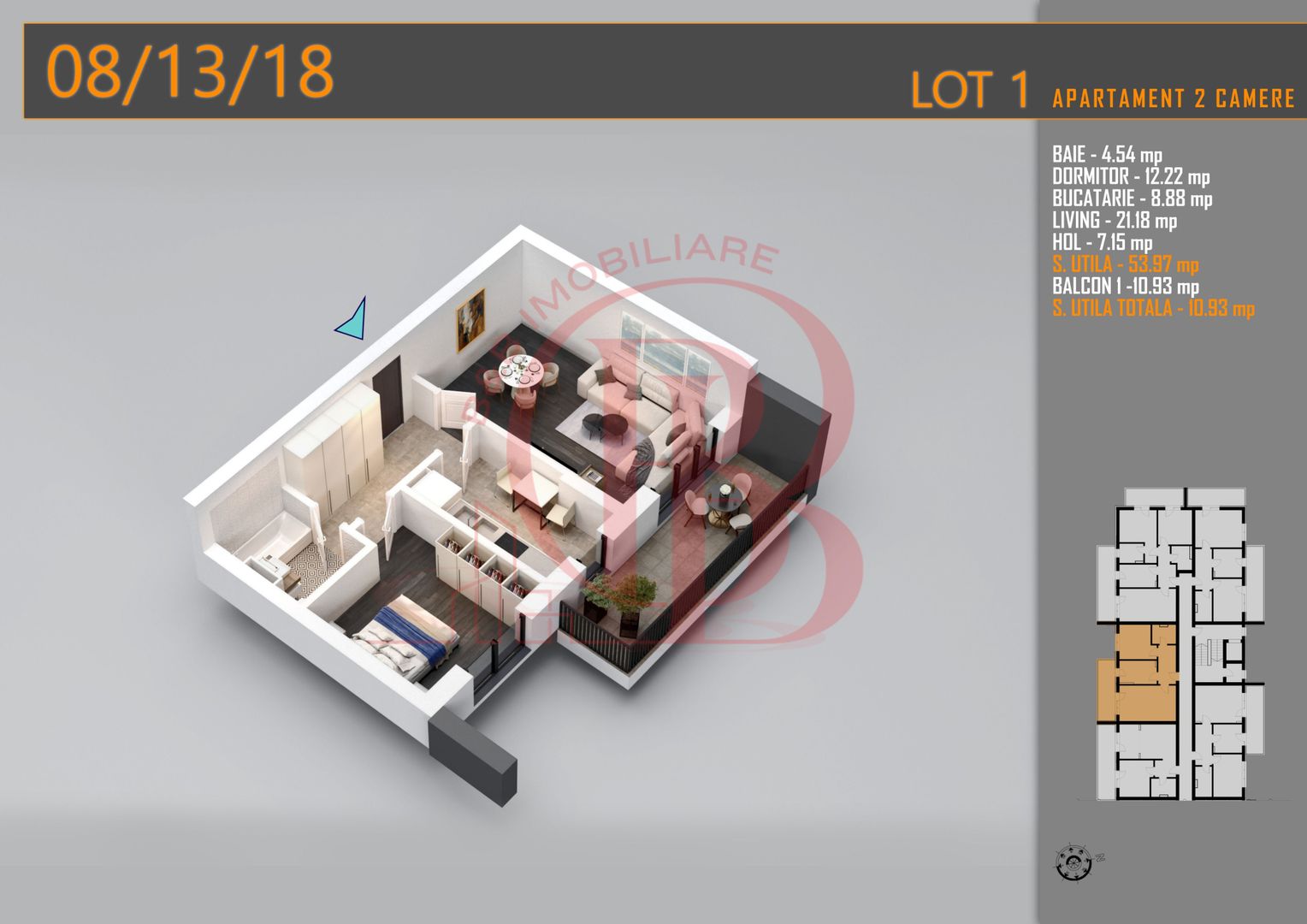 Apartament decomandat 2 camere -Titan Pallady Metrou Teclu - Schiță 2