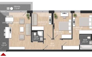VANZARE 4 CAMERE | TERASA | STRAULESTI | PISCINA PRIVATA A COMPLEXULUI - Schiță 12