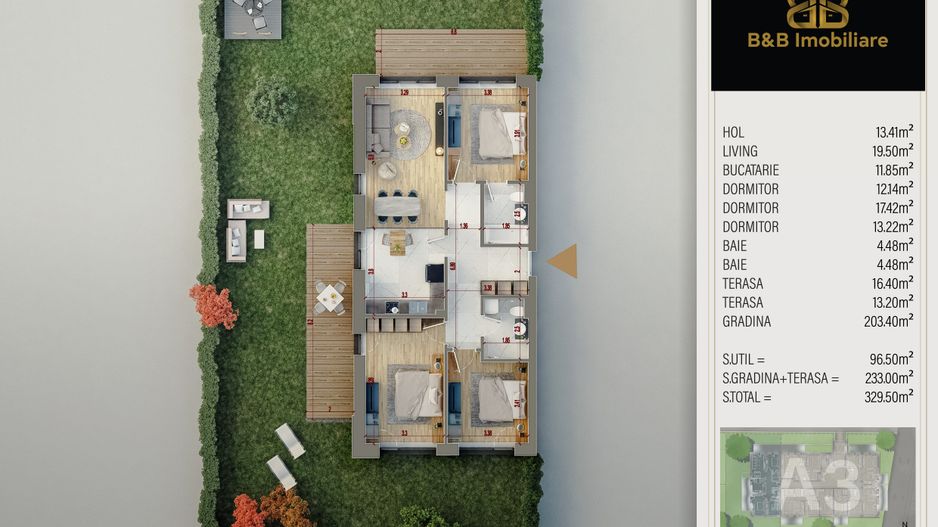 4 camere cu gradina PREMIUM-Pallady -direct dezvoltator - Schiță 8