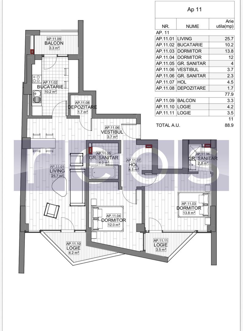 VANZARE APARTAMENT 3 CAMERE | LIZEANU | BLOC NOU | PARCARE | TERASA - Schiță 26