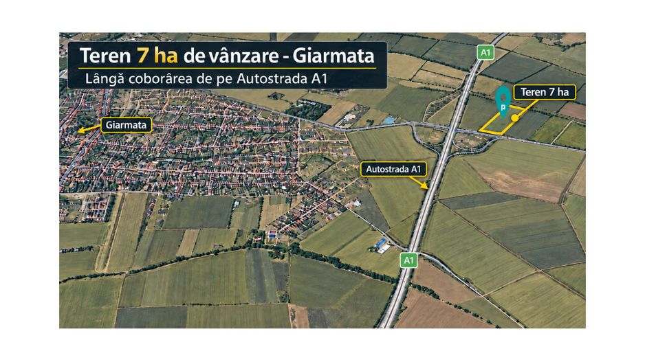 Teren 7 ha Giarmata | lângă A1 - Poză 1