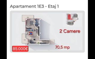 Apart 2 camere decomandat 70 mp - Poză 2
