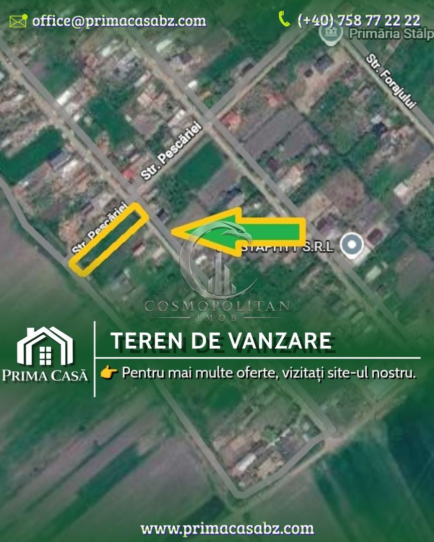 Teren intravilan in comuna Stalpu/BZ ~ S=1440mp ~ deschidere pe 3 laturi ~ - Poză 1