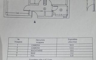 TOMIS III - Apartament 2 camere | gaz | balcon | de inchiriat - Schiță 2